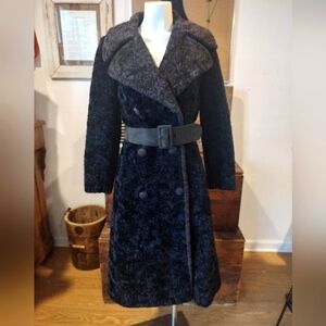 VINTAGE 60S FAUX FUR SWAKARA COAT BAGDAD BY FAIRMOOR LAFRANCE FABRIC SIZE S